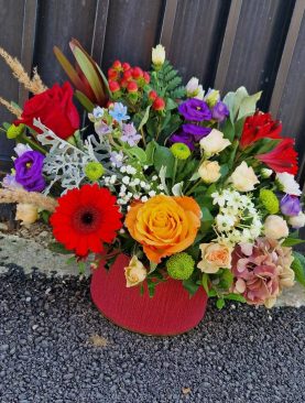 Aranjament - Gerbera, Trandafir, Alstromeria, Leucadendron, Eustoma, Hypericum, Hortensia